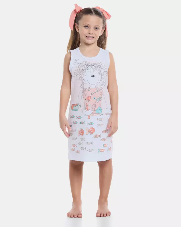 Pijama Camisola regata Feminino Infantil Feminina Pat     