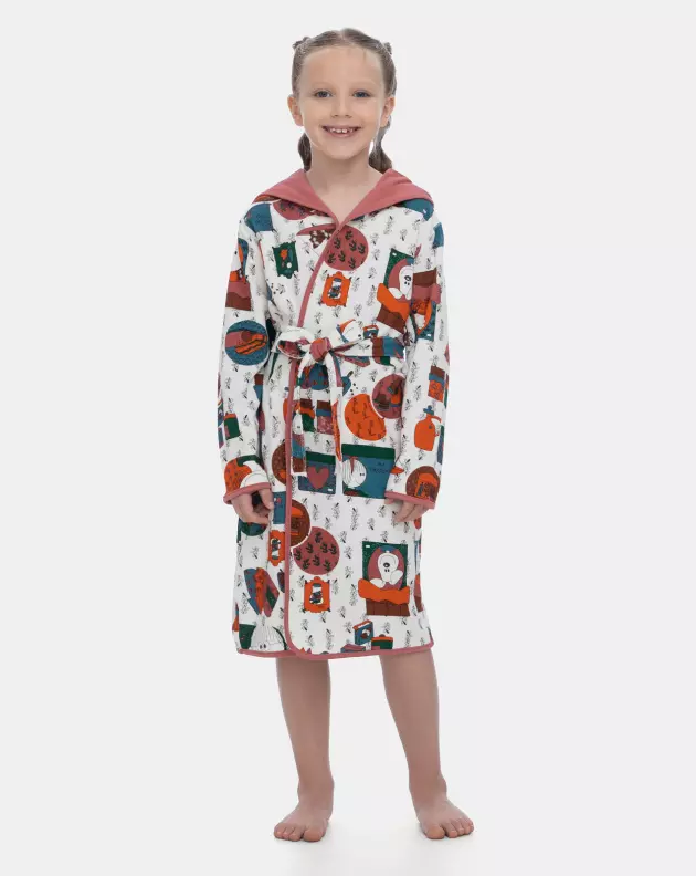 Roupão Feminino Infantil Transpasse Manga Longa Capuz