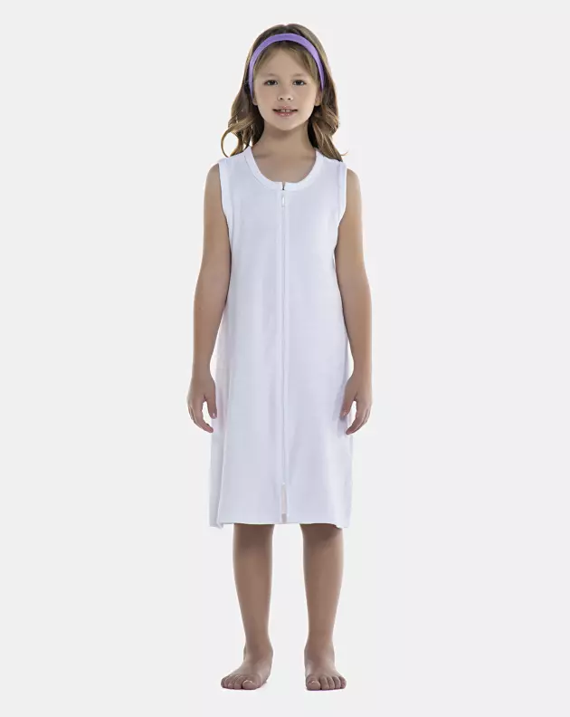 Roupão Feminino Kids Regata Zíper Atoalhado