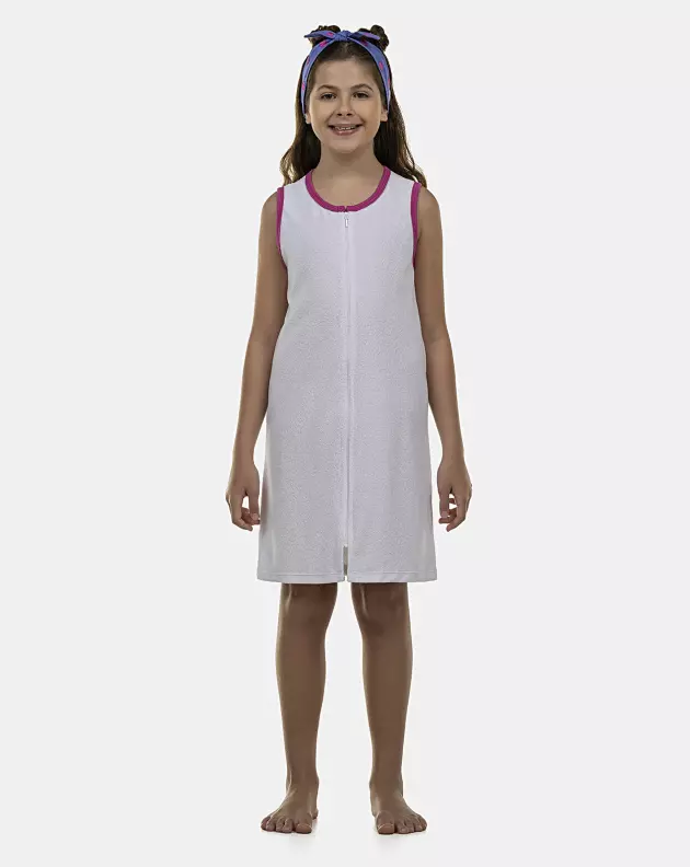 Roupão Feminino Kids Regata Zíper Atoalhado