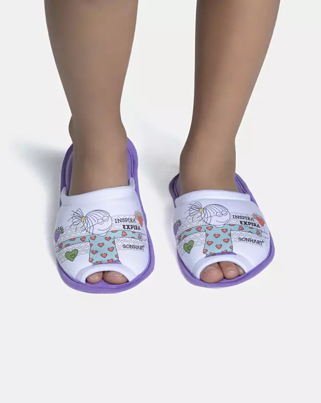 Pantufa Feminina Kids Com Abertura