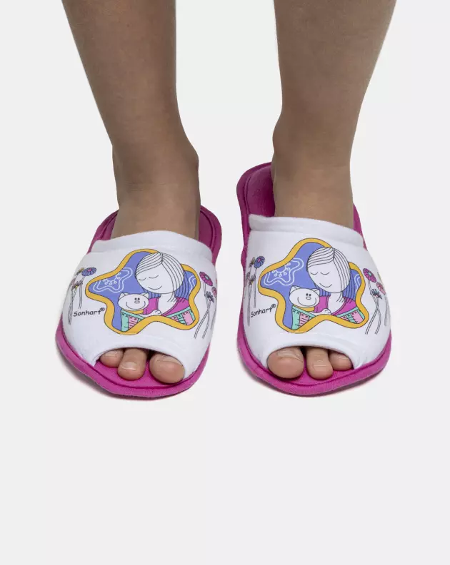 Pantufa Feminina Kids Com Abertura
