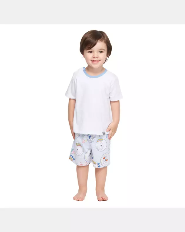 Pijama manga curta e bermuda