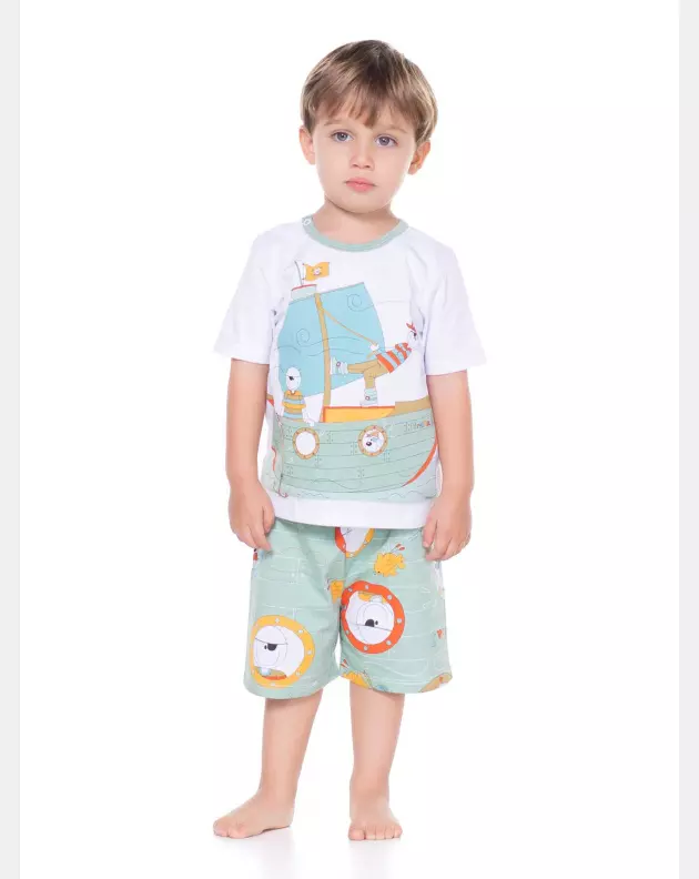 Pijama manga curta e bermuda