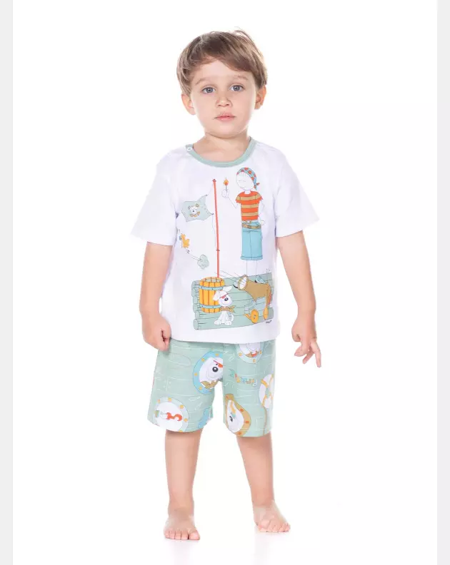 Pijama manga curta e bermuda   