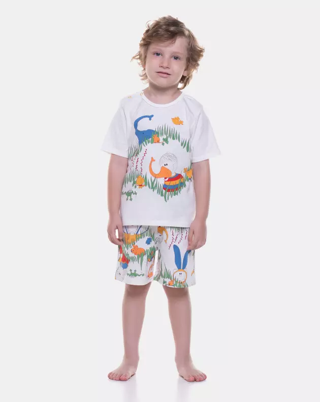 Pijama Infantil Masculino manga curta e bermuda Bill