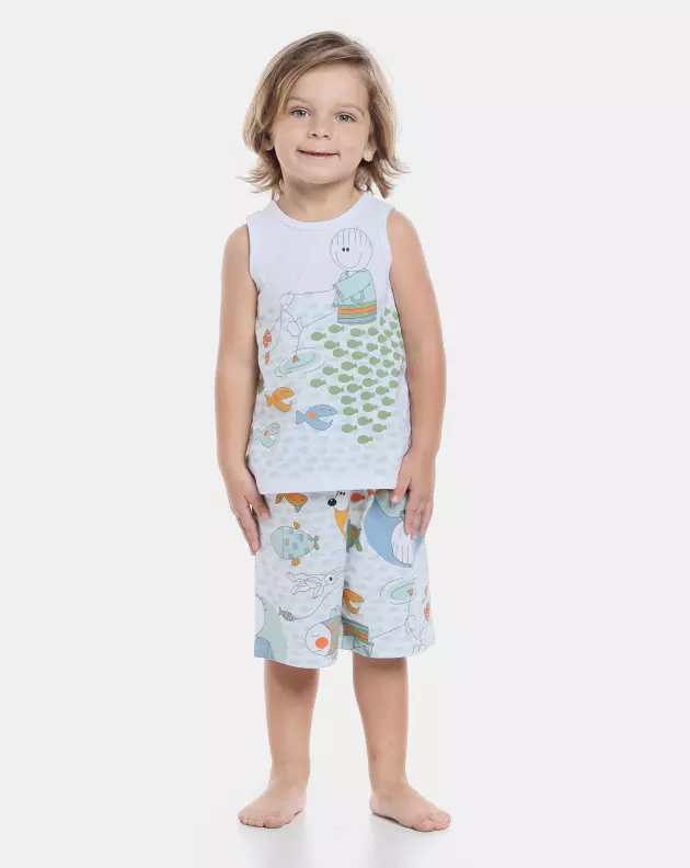 Pijama Masculino Baby Regata e Bermuda