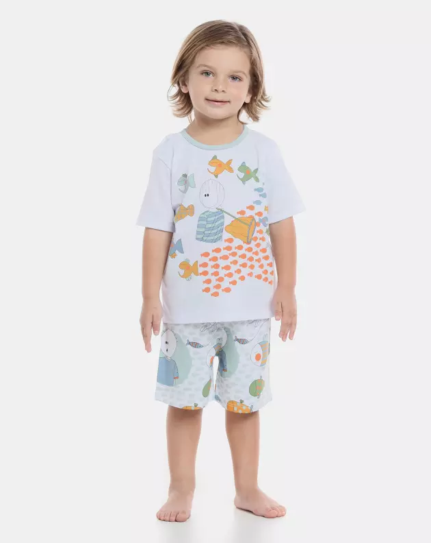 Pijama manga curta e bermuda