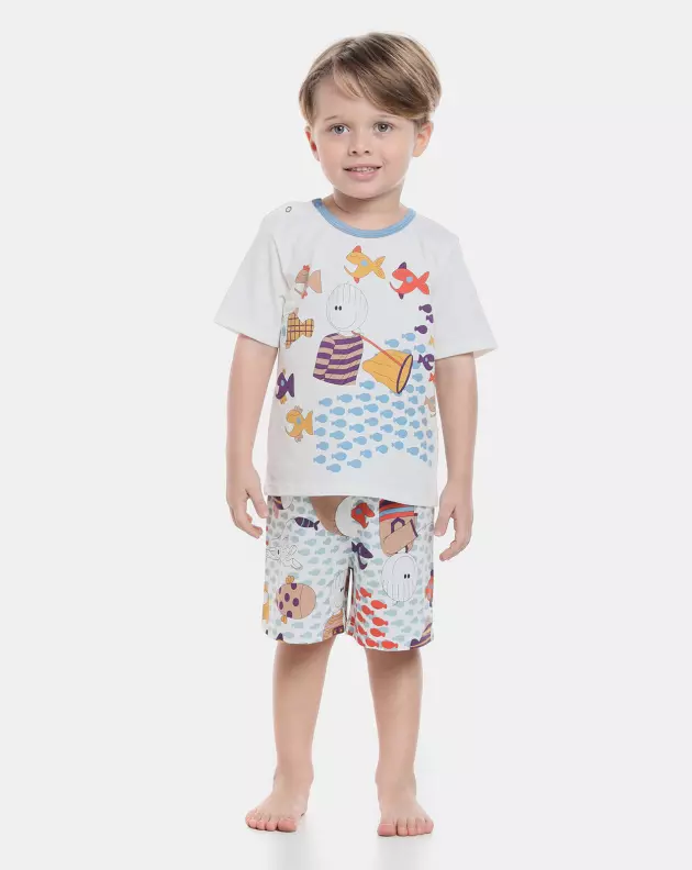 Pijama Masculino Baby Manga Curta e Bermuda