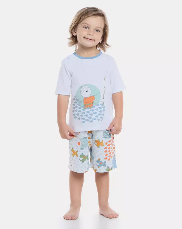 Pijama manga curta e bermuda 