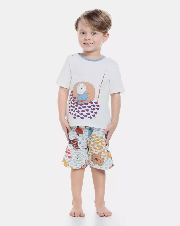 Pijama Masculino Baby Manga Curta e Bermuda