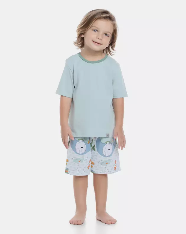 Pijama manga curta e bermuda   