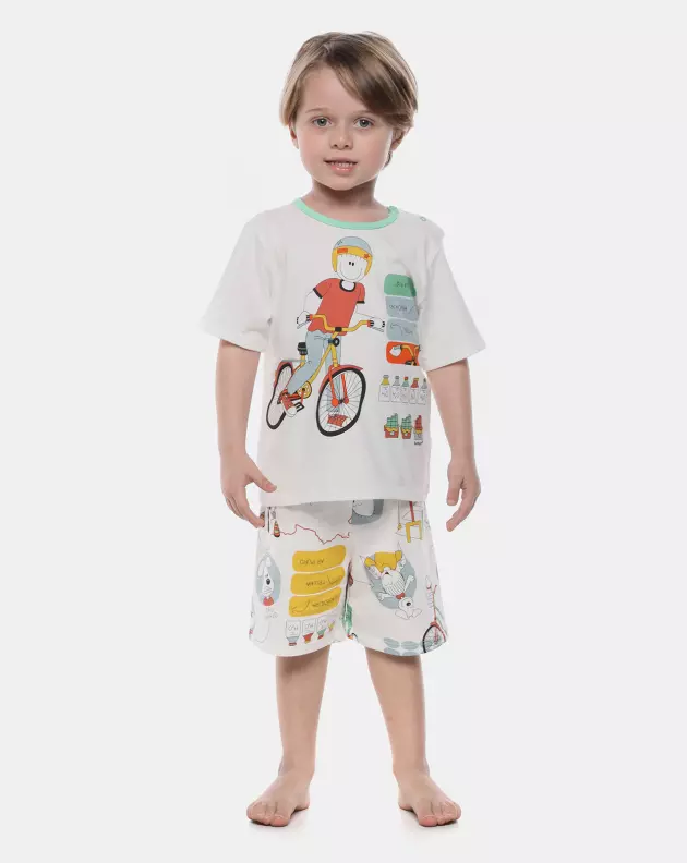 Pijama Masculino Baby Manga Curta e Bermuda