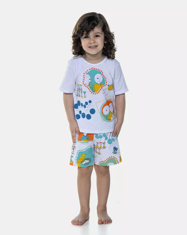 Pijama Manga Curta e Bermuda