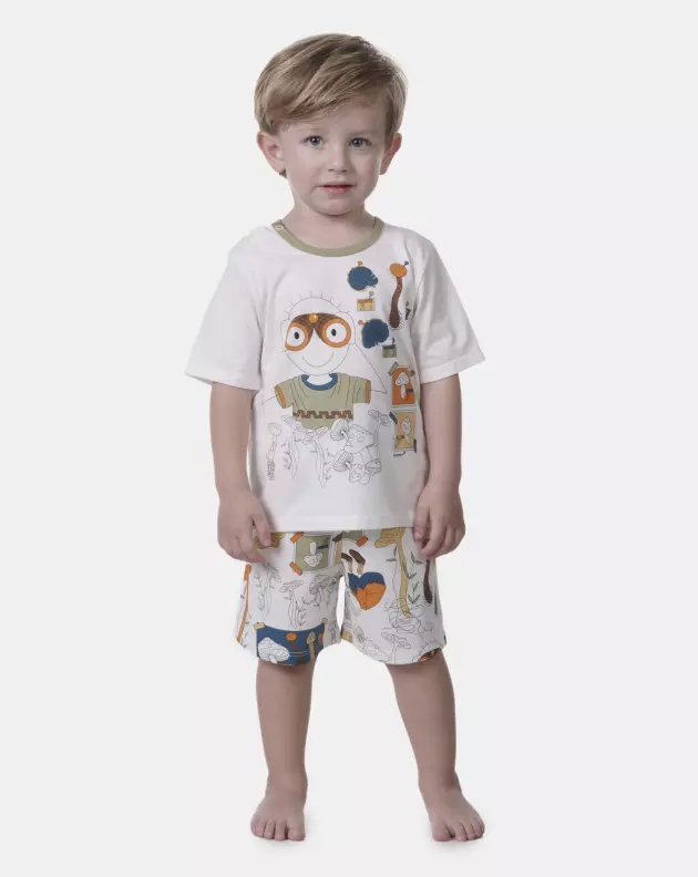 Pijama manga curta e bermuda