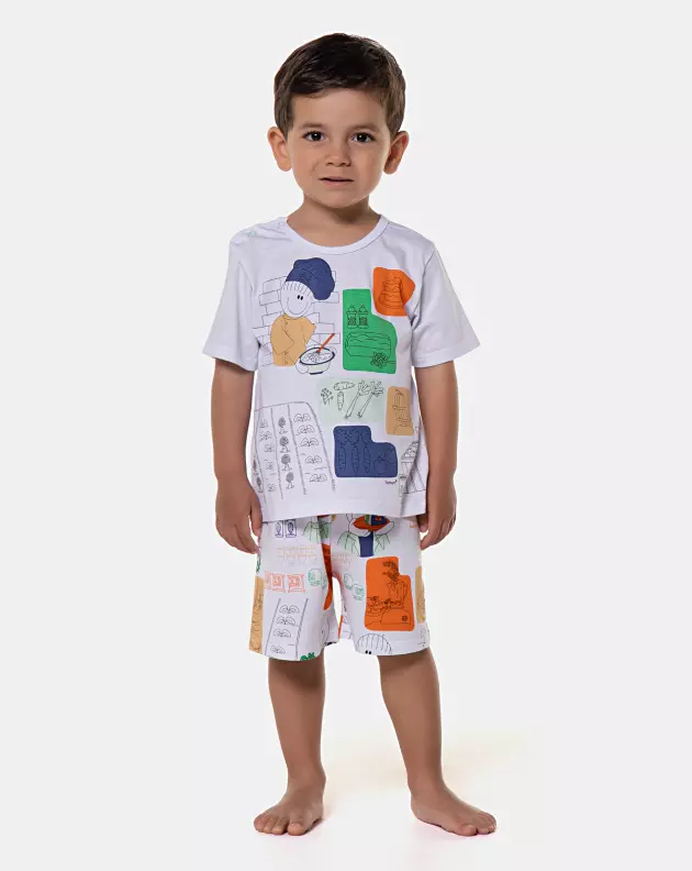 Pijama manga curta e bermuda