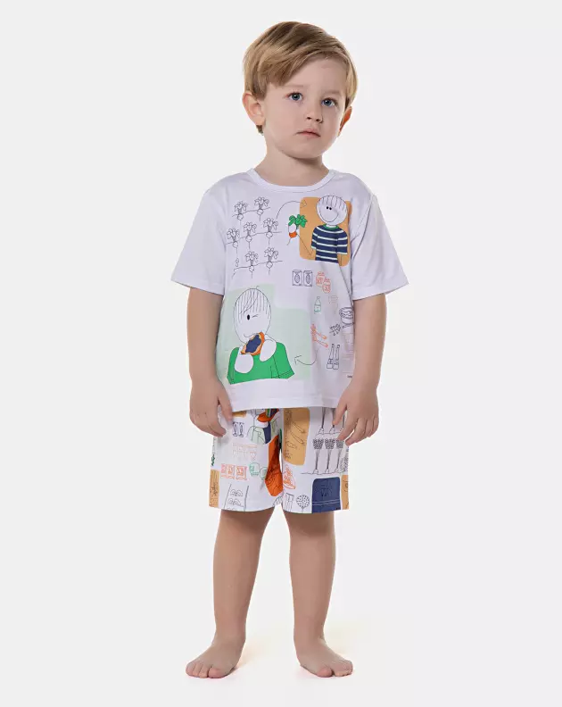 Pijama manga curta e bermuda 