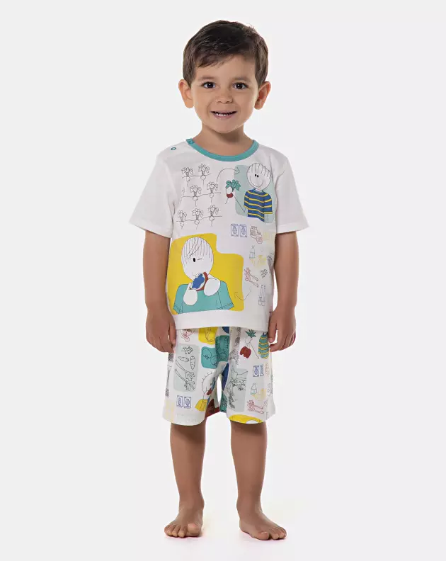 Pijama manga curta e bermuda