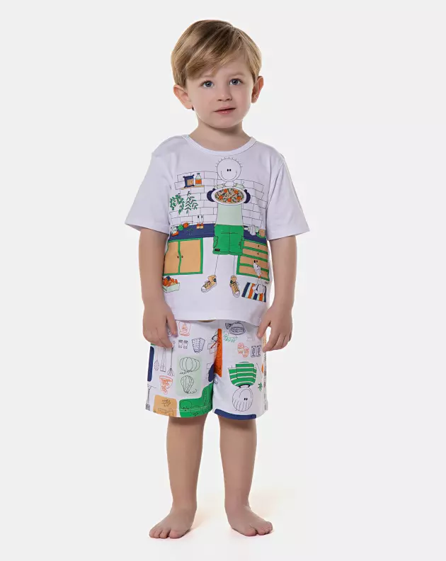 Pijama manga curta e bermuda