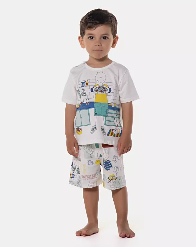 Pijama manga curta e bermuda
