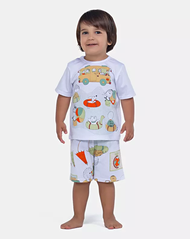 Pijama Manga Curta e Bermuda