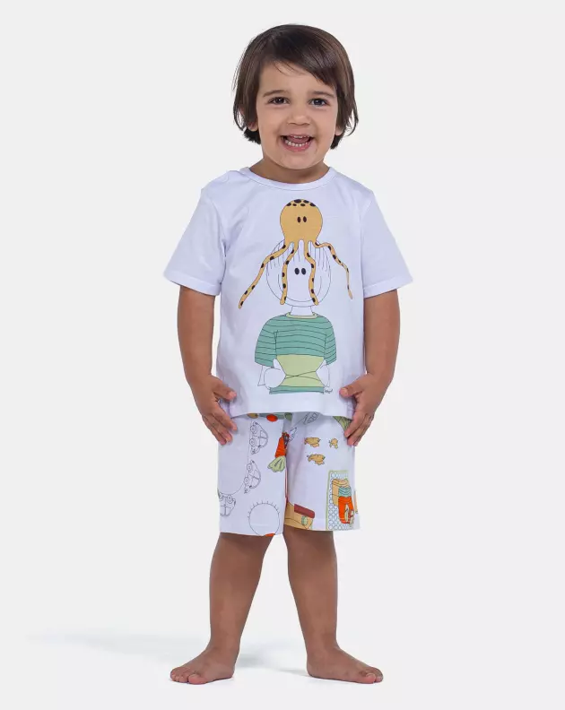 Pijama Manga Curta e Bermuda