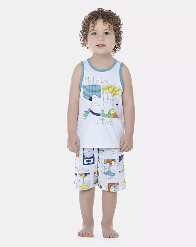 Pijama Masculino Baby Regata e Bermuda