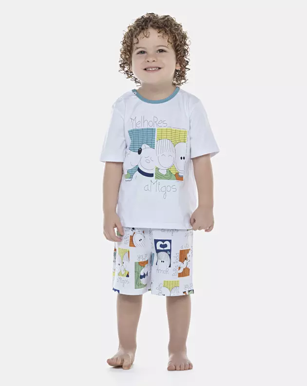 Pijama Masculino Baby Manga Curta e Bermuda