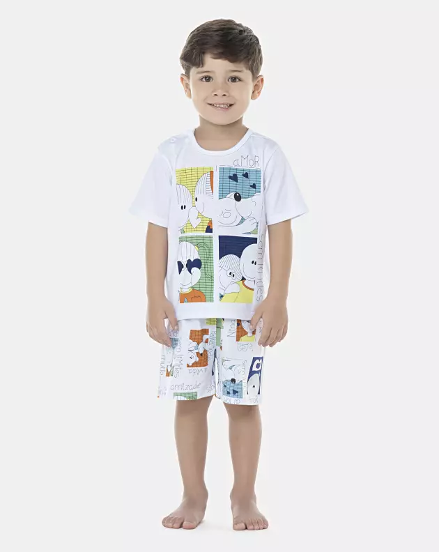 Pijama Masculino Baby Manga Curta e Bermuda
