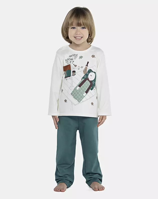 Pijama Masculino Baby Manga Longa e Calça Moletinho