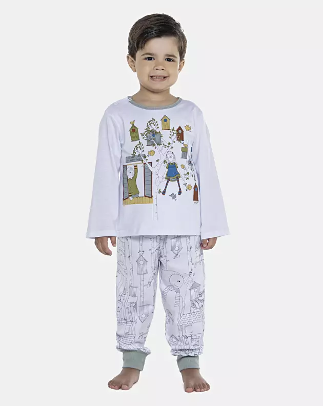 Pijama Masculino Baby Manga Longa e Calça Com Punhos