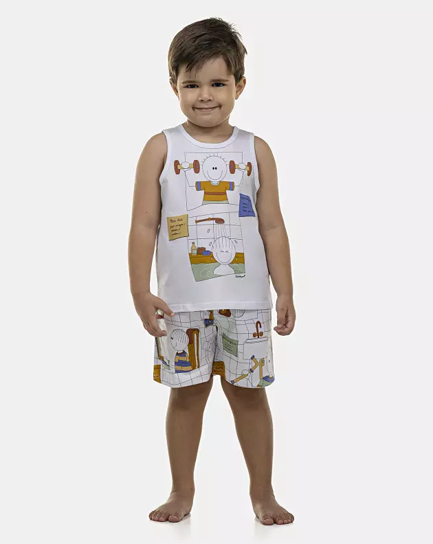 Pijama Masculino Baby Regata e Bermuda