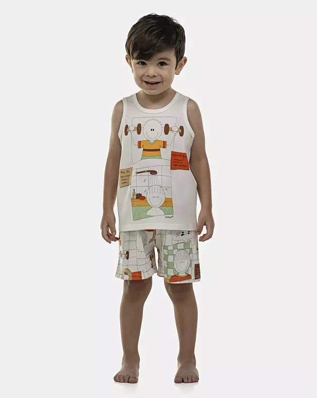 Pijama Masculino Baby Regata e Bermuda
