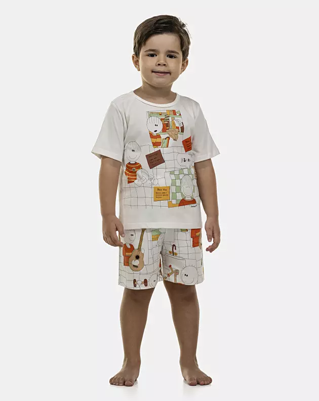 Pijama Masculino Baby Manga Curta e Bermuda