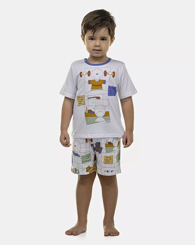 Pijama Masculino Baby Manga Curta e Bermuda