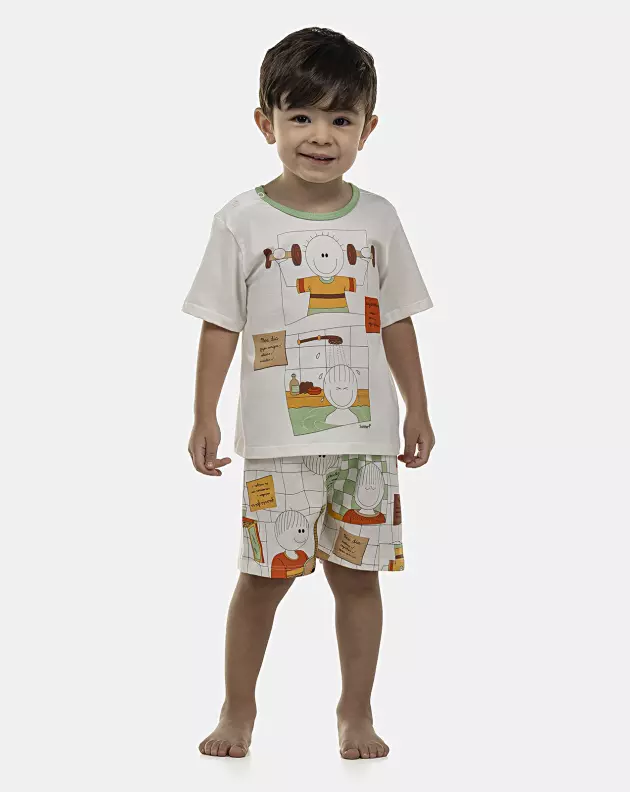 Pijama Masculino Baby Manga Curta e Bermuda