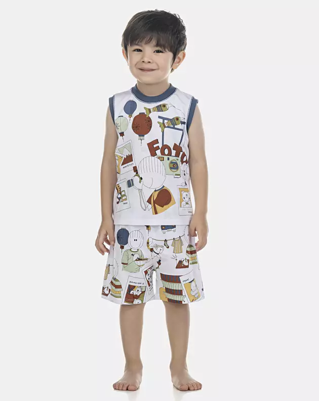 Pijama Masculino Baby Regata Machão e Bermuda