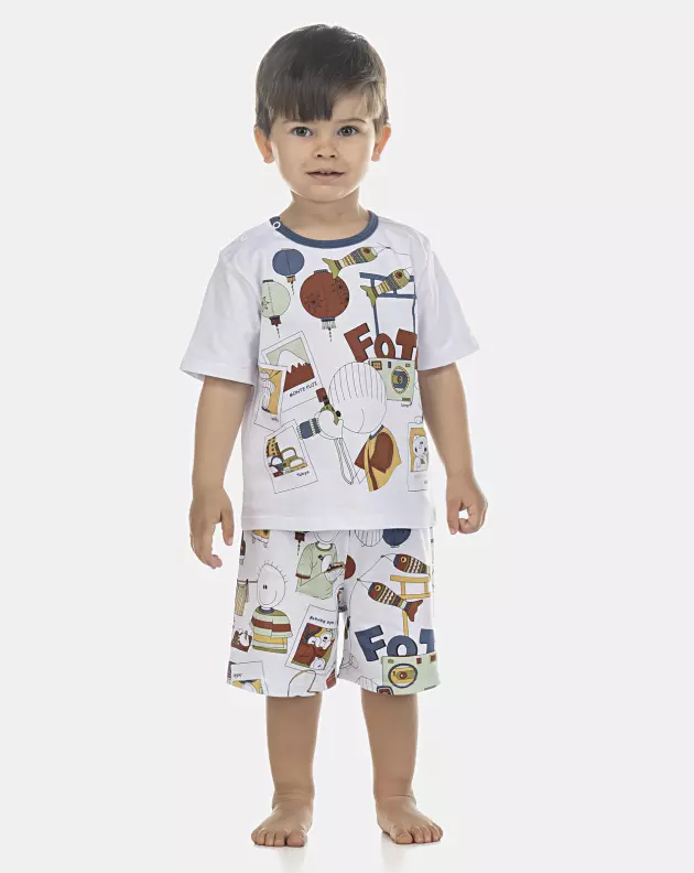 Pijama Masculino Baby Manga Curta e Bermuda