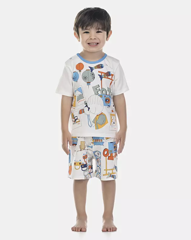 Pijama Masculino Baby Manga Curta e Bermuda