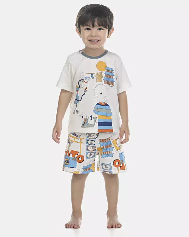 Pijama Masculino Baby Manga Curta e Bermuda