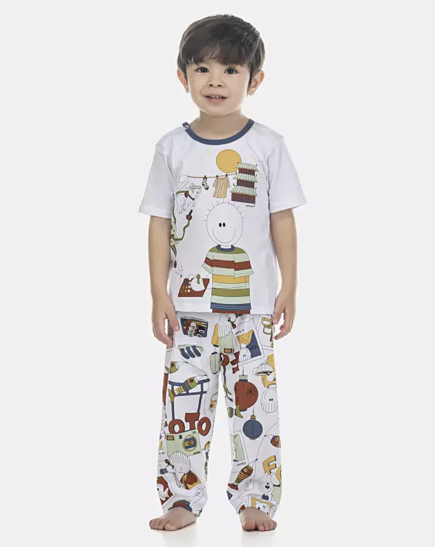 Pijama Masculino Baby Manga Curta e Calça