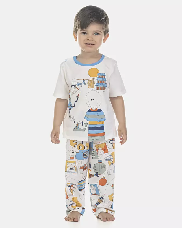 Pijama Masculino Baby Manga Curta e Calça