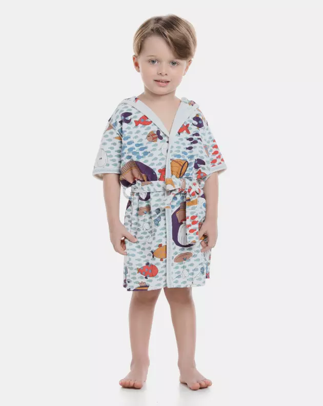Roupão Masculino Baby Manga Curta Com Touca