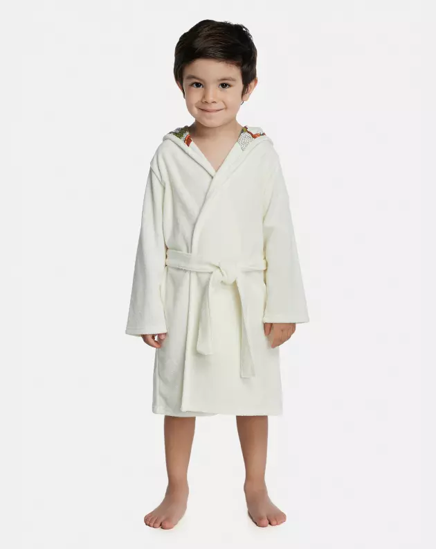 Roupão Masculino Baby Manga Longa Traspassado Com Capuz Atoalhado