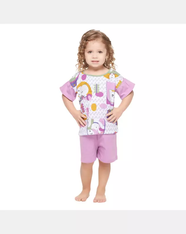 Pijama Feminino Baby Manga Curta e Short