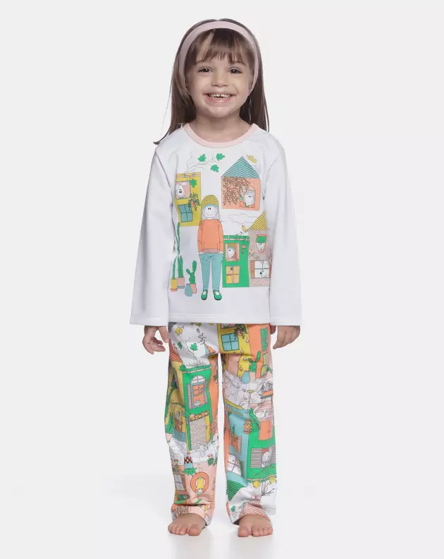 Pijama manga longa e calça     