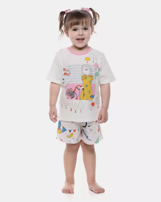 Pijama Feminino Baby Manga Curta e Short