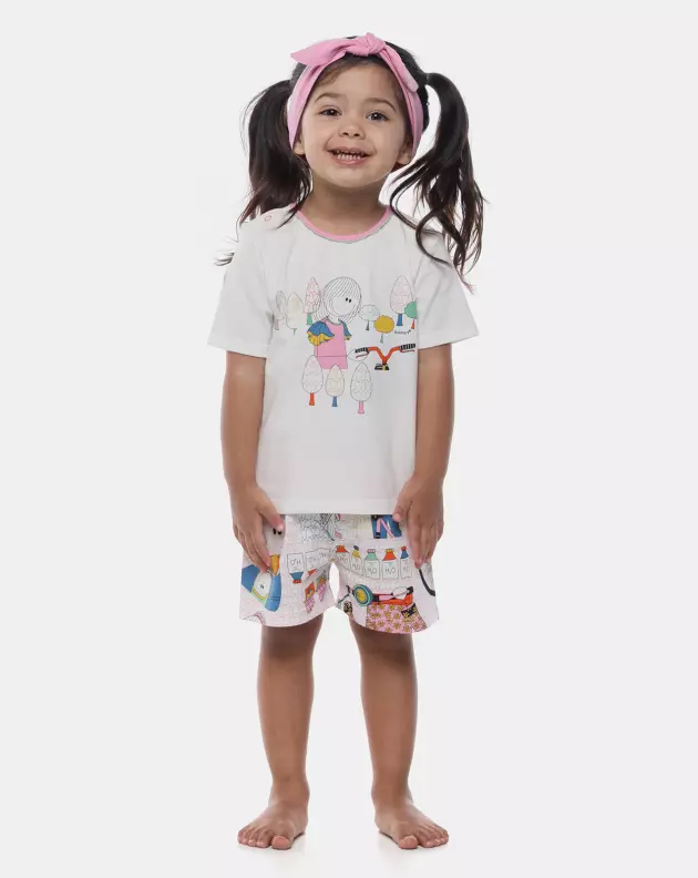 Pijama Feminino Baby Manga Curta e Short