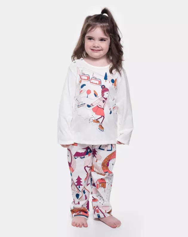 Pijama Feminino Infantil Manga Longa e Calça Pat