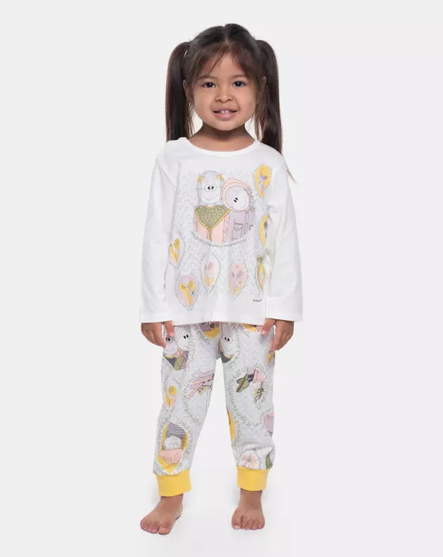 Pijama Infantil Feminino Manga Longa e Calça Pat e Annie